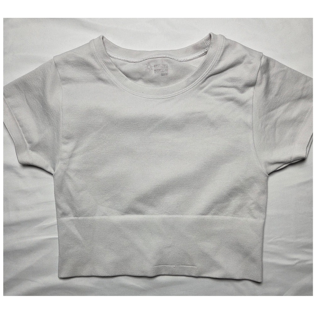 Aerie OFFLINE Seamless Short Sleeve Crop Top Grey XS/P Athletic Yoga Tee
